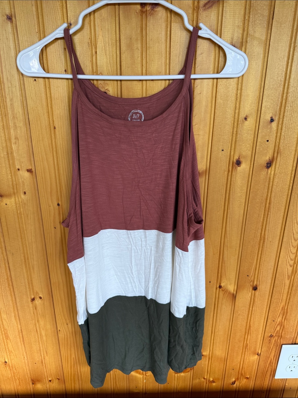 Maurices Rust, White & Olive Colorblock Tank